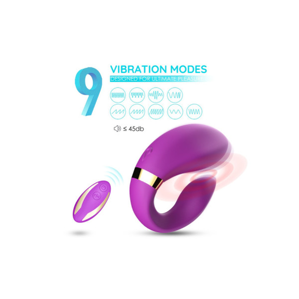 Vibromasseur forme U Violet pour couple avec double moteurs 